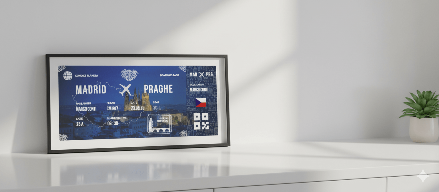 Boarding pass con diseño - Conoce el Planeta