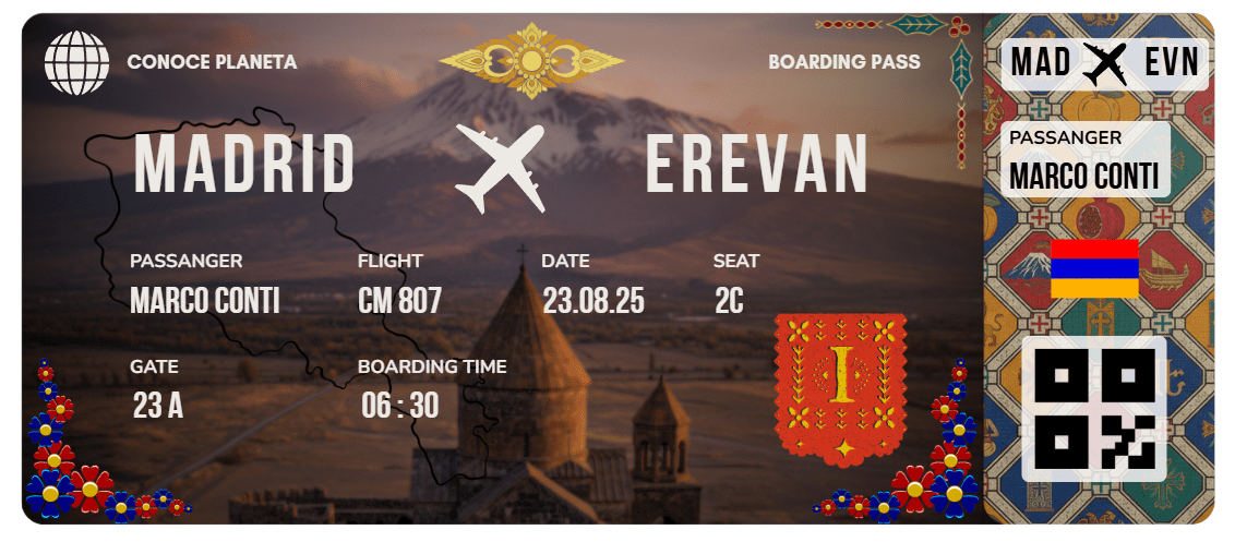 Boarding Pass con Diseño de Armenia - Conoce el Planeta