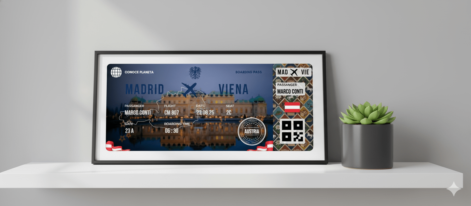 Boarding Pass con Diseño de Austria - Conoce el Planeta
