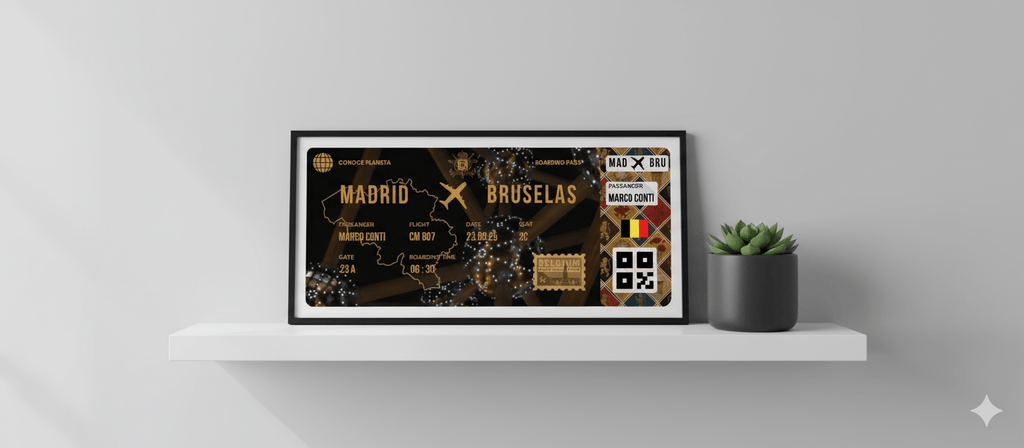 Boarding Pass con Diseño de Bélgica - Conoce el Planeta