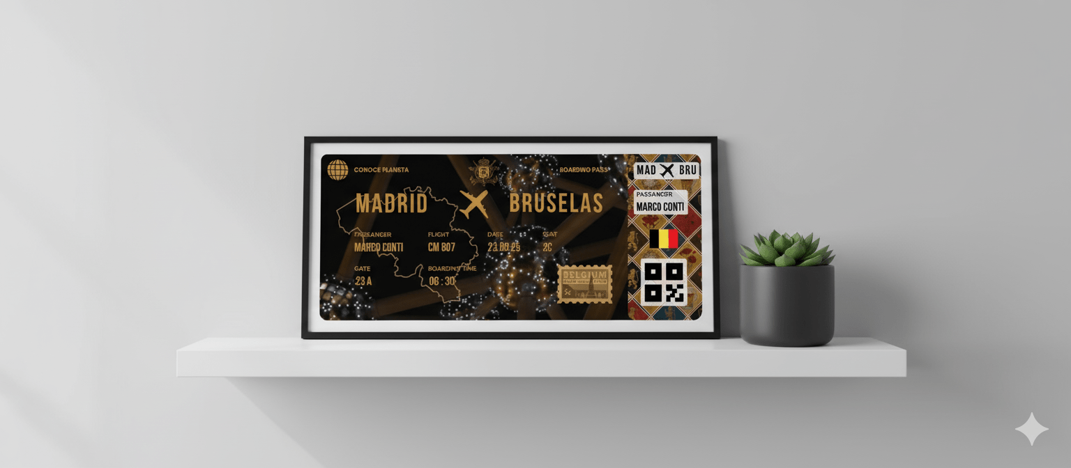 Boarding Pass con Diseño de Bélgica - Conoce el Planeta