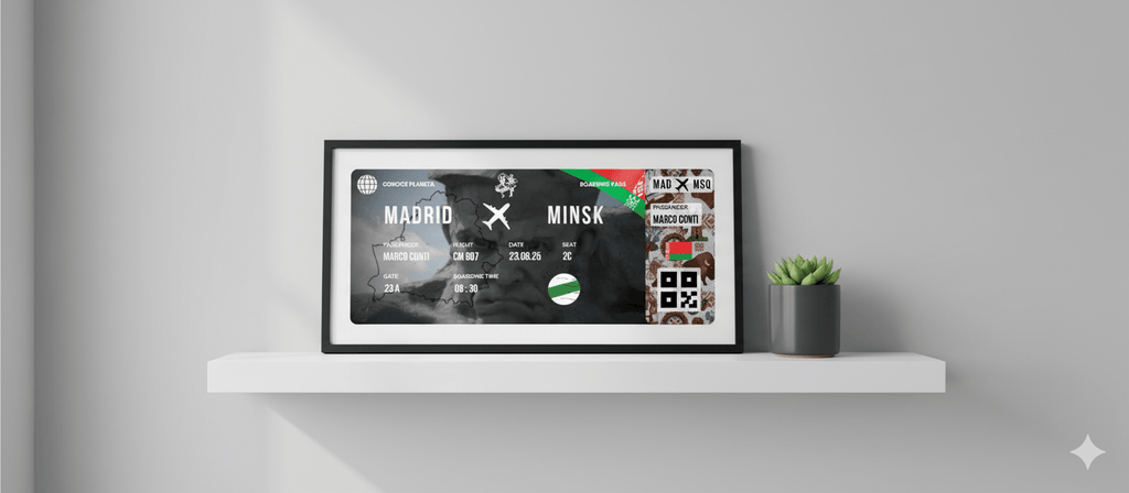 Boarding Pass con Diseño de Bielorrusia - Conoce el Planeta