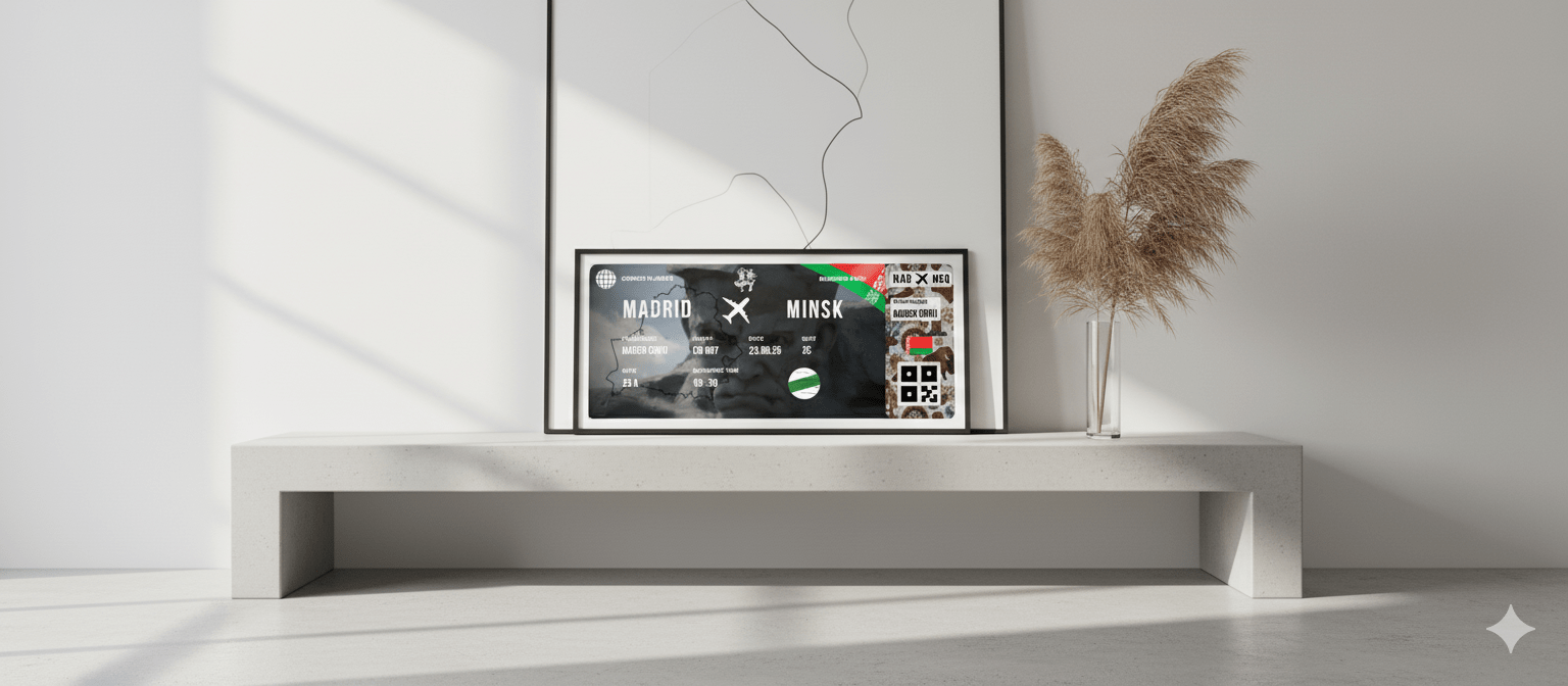 Boarding Pass con Diseño de Bielorrusia - Conoce el Planeta