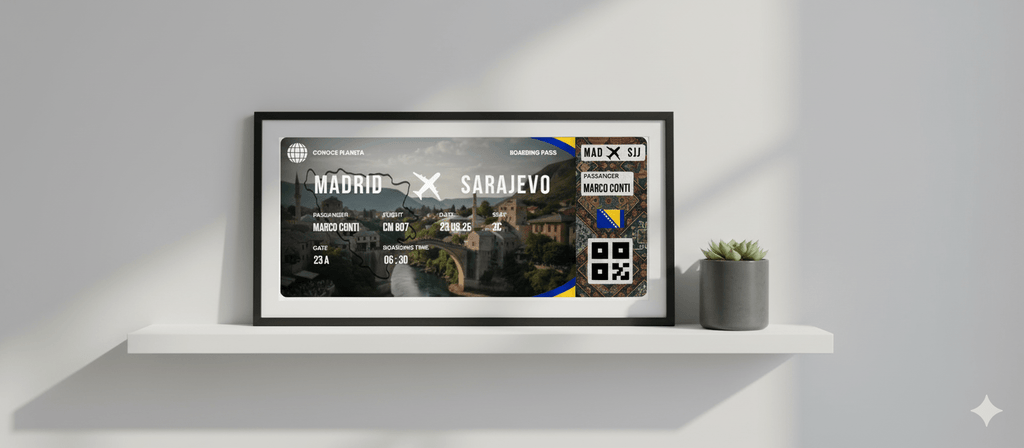 Boarding Pass con Diseño de Bosnia y Herzegovina - Conoce el Planeta