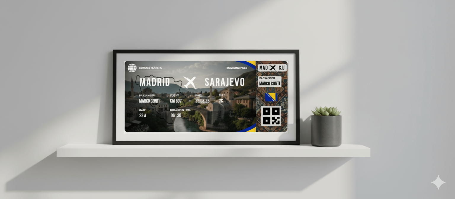 Boarding Pass con Diseño de Bosnia y Herzegovina - Conoce el Planeta