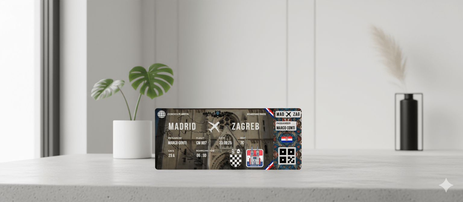 Boarding Pass con Diseño de Croacia - Conoce el Planeta
