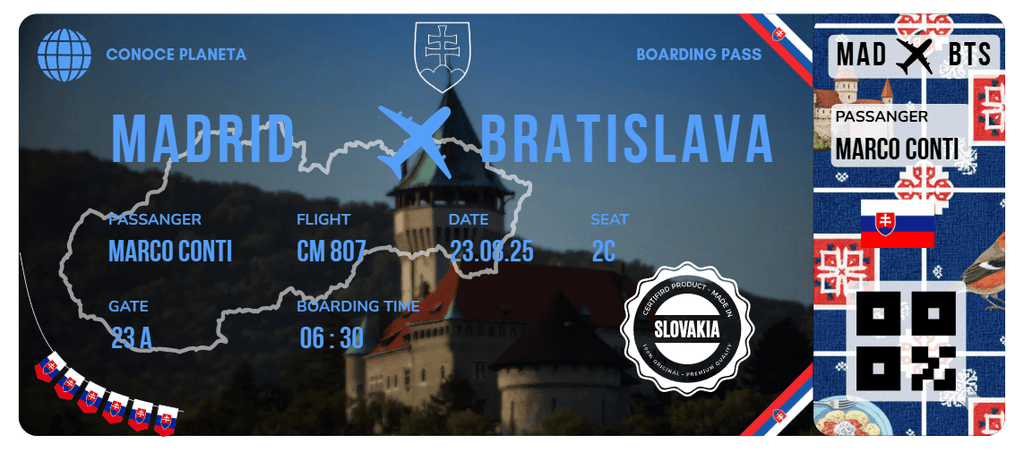 Boarding Pass con Diseño de Eslovaquia - Conoce el Planeta