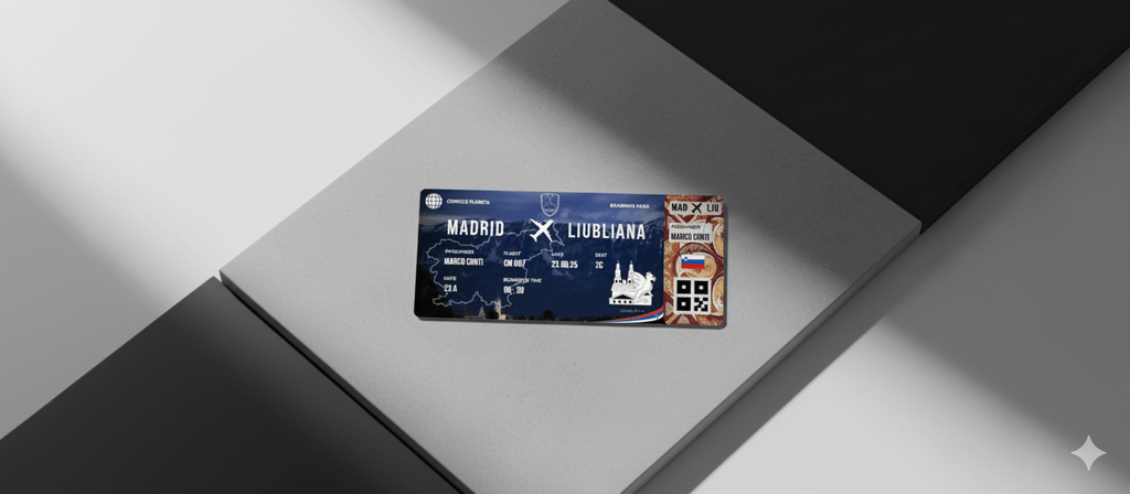 Boarding Pass con Diseño de Eslovenia - Conoce el Planeta