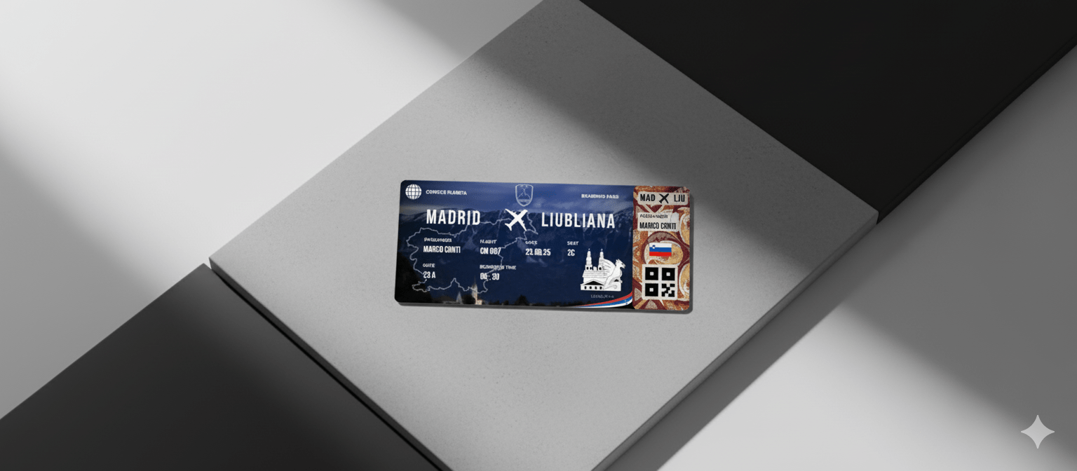 Boarding Pass con Diseño de Eslovenia - Conoce el Planeta