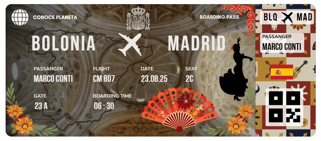 Boarding Pass con Diseño de España - Conoce el Planeta