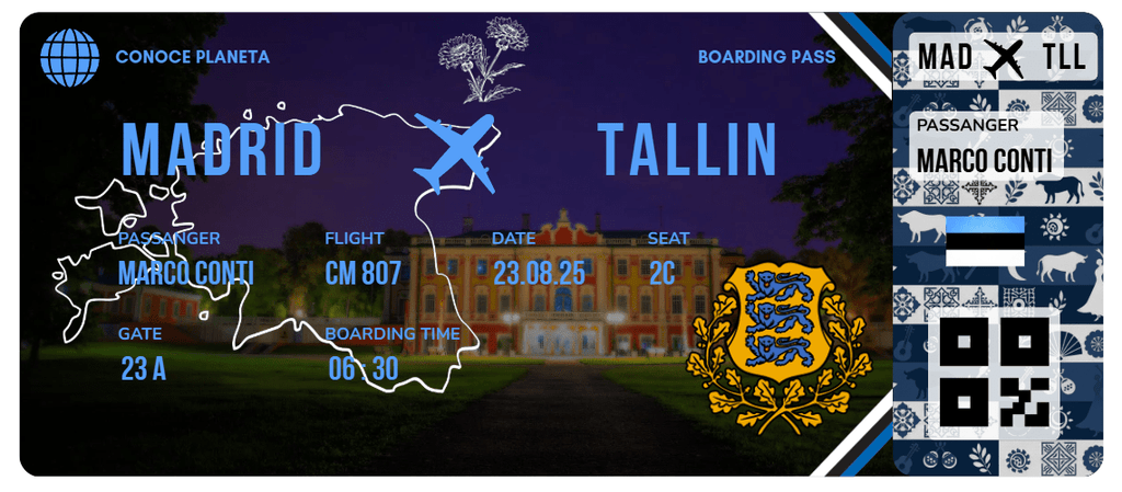 Boarding Pass con Diseño de Estonia - Conoce el Planeta