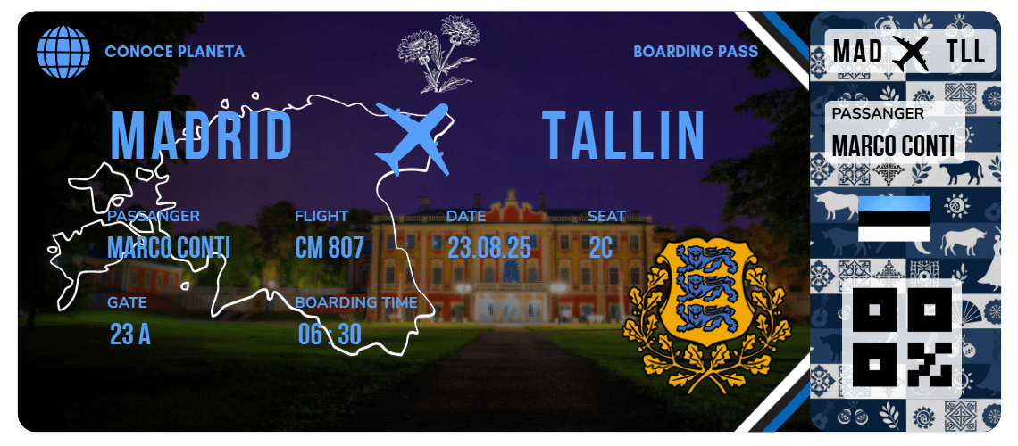Boarding Pass con Diseño de Estonia - Conoce el Planeta