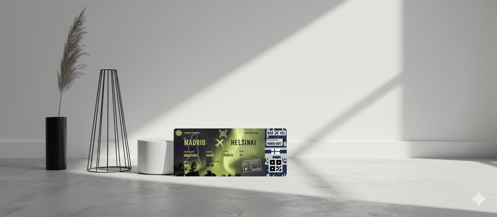 Boarding Pass con Diseño de Finlandia - Conoce el Planeta