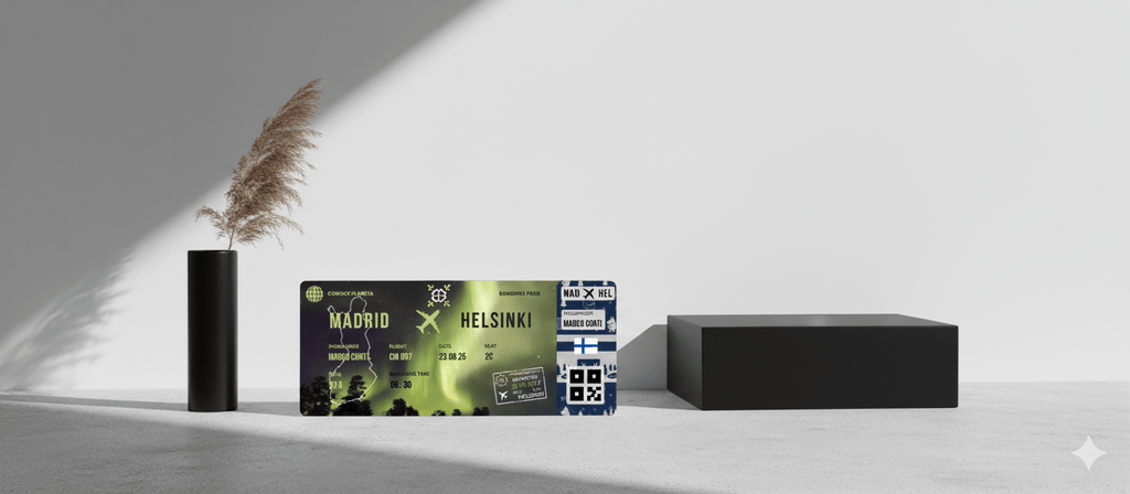 Boarding Pass con Diseño de Finlandia - Conoce el Planeta