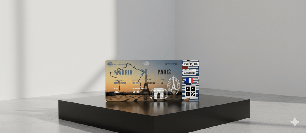 Boarding Pass con Diseño de Francia - Conoce el Planeta