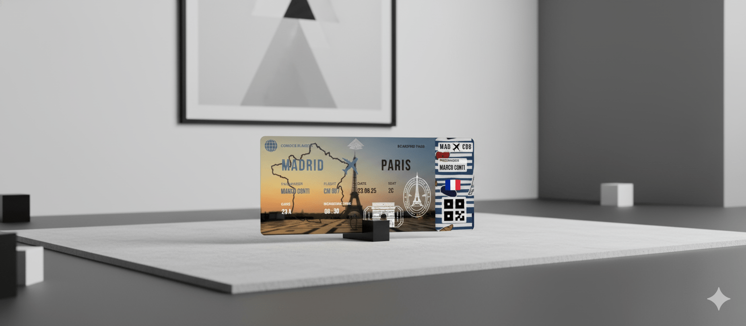 Boarding Pass con Diseño de Francia - Conoce el Planeta