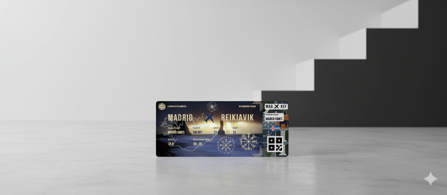 Boarding Pass con Diseño de Islandia - Conoce el Planeta