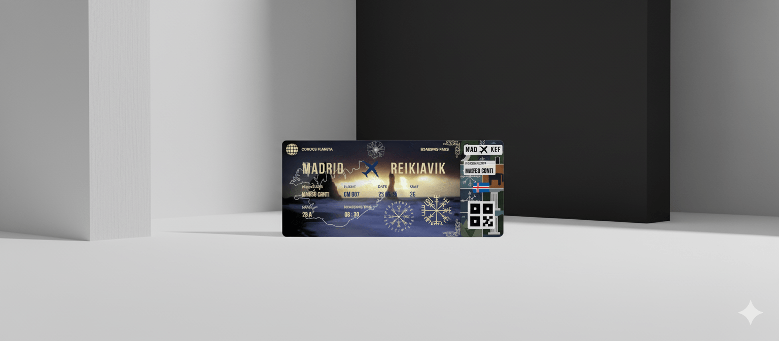 Boarding Pass con Diseño de Islandia - Conoce el Planeta