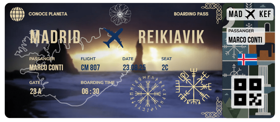Boarding Pass con Diseño de Islandia - Conoce el Planeta