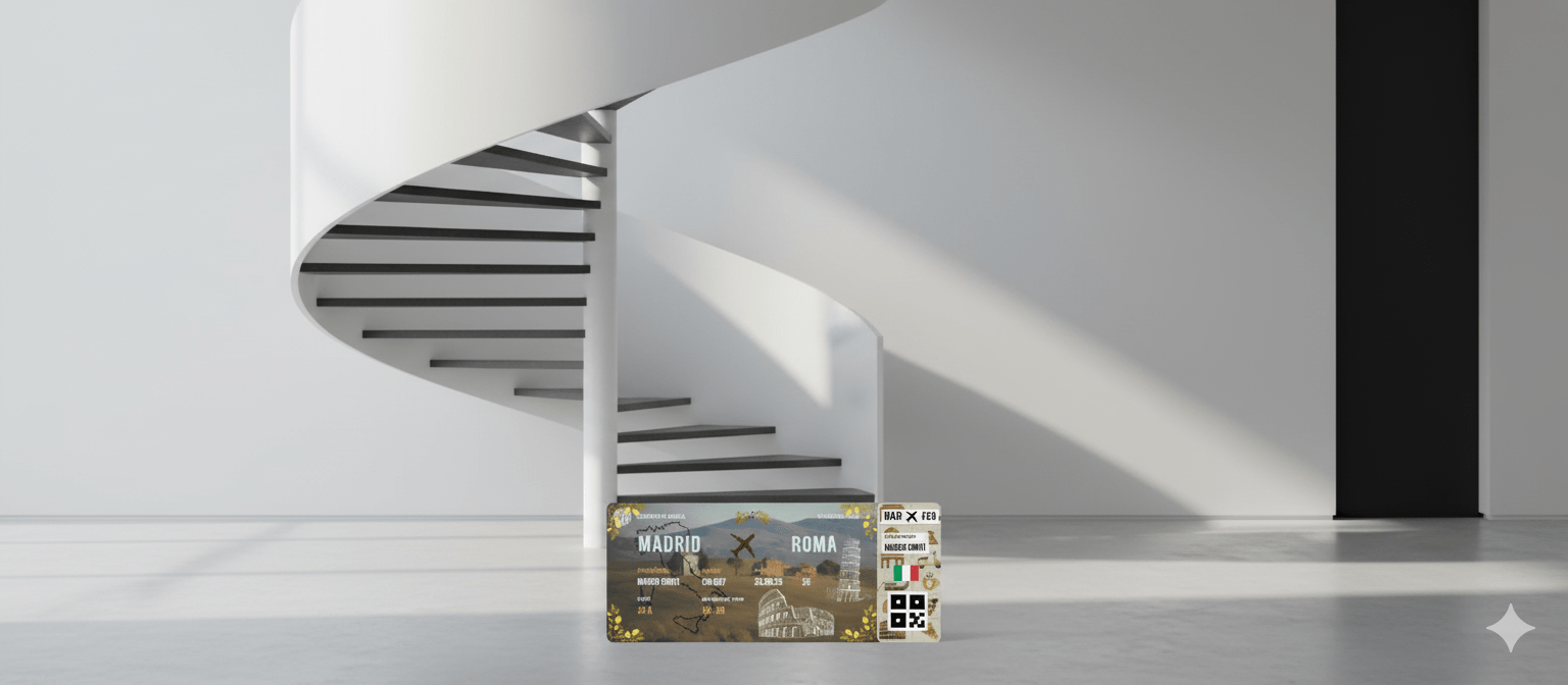 Boarding Pass con Diseño de Italia - Conoce el Planeta