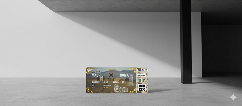 Boarding Pass con Diseño de Italia - Conoce el Planeta