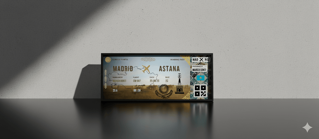 Boarding Pass con Diseño de Kazajistán - Conoce el Planeta