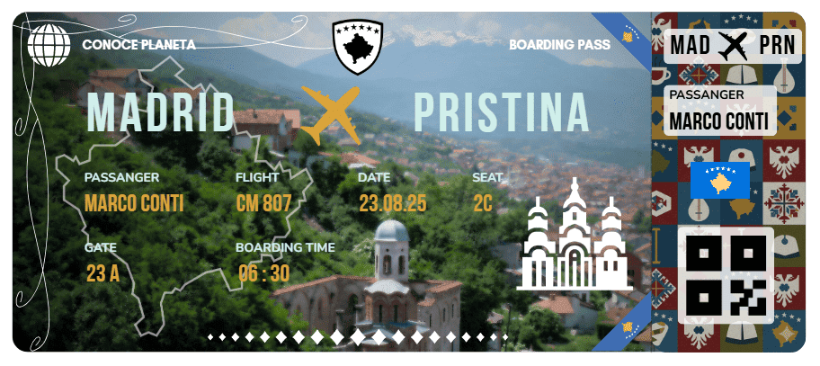 Boarding Pass con Diseño de Kosovo - Conoce el Planeta