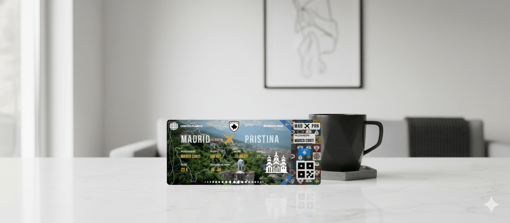 Boarding Pass con Diseño de Kosovo - Conoce el Planeta
