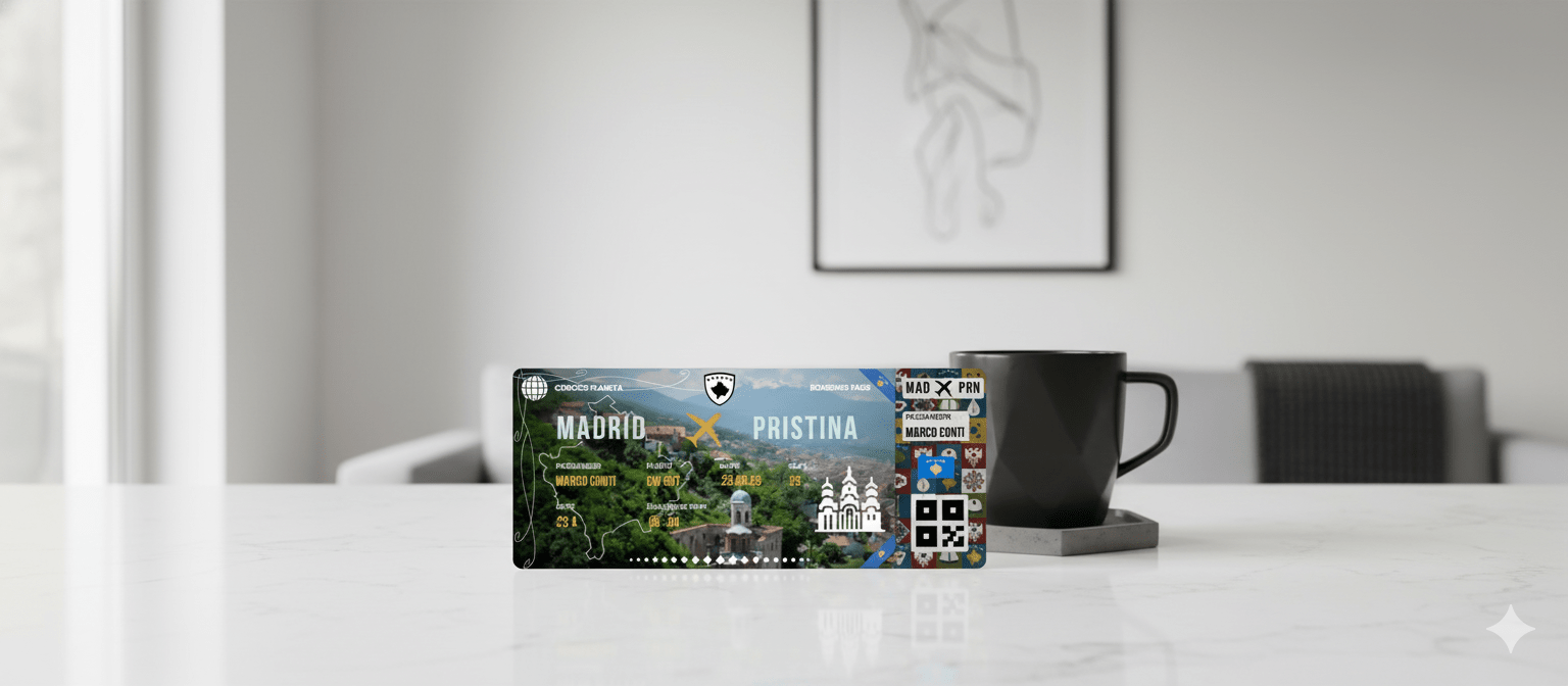 Boarding Pass con Diseño de Kosovo - Conoce el Planeta