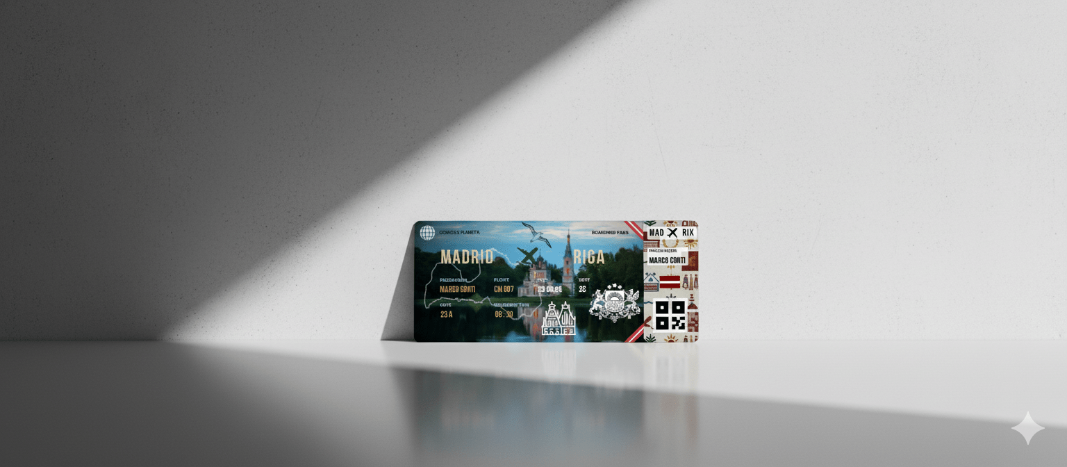 Boarding Pass con Diseño de Letonia - Conoce el Planeta