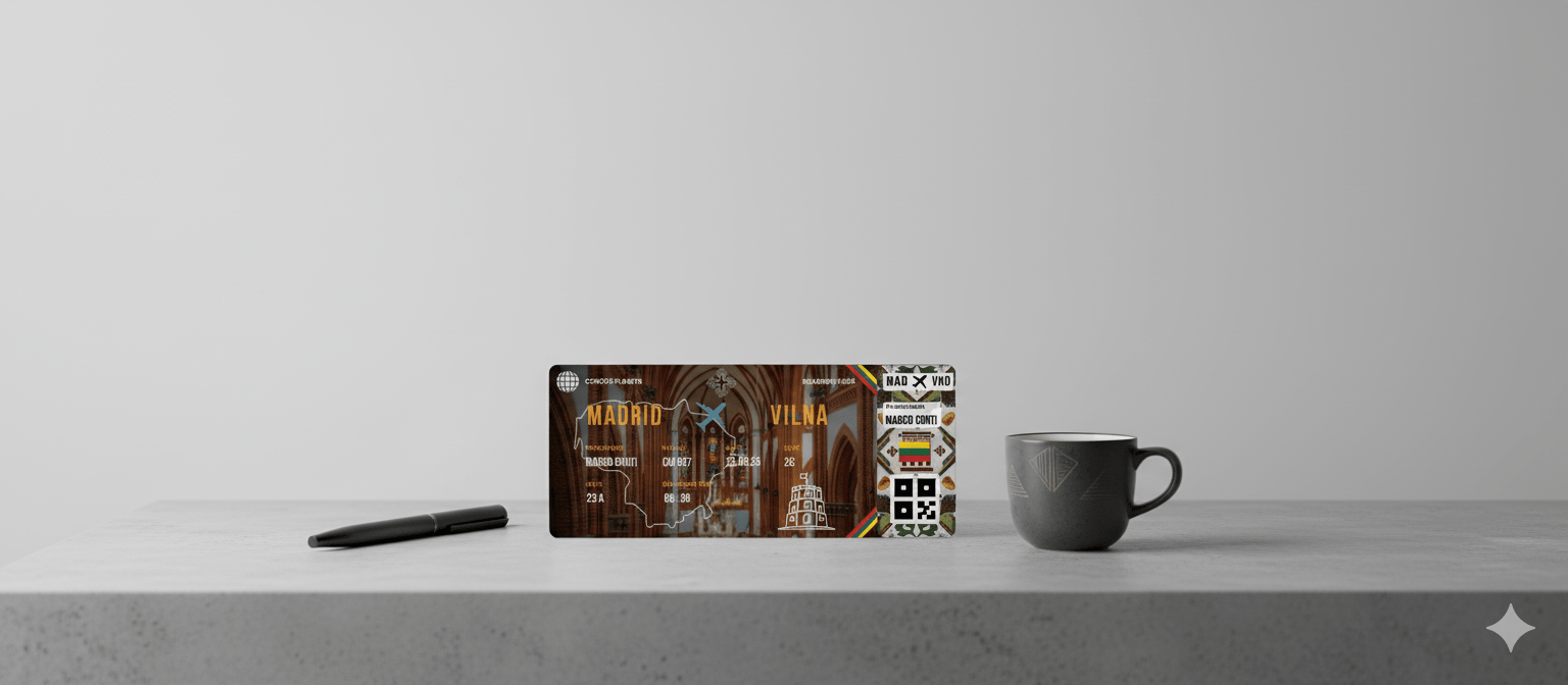 Boarding Pass con Diseño de Lituania - Conoce el Planeta