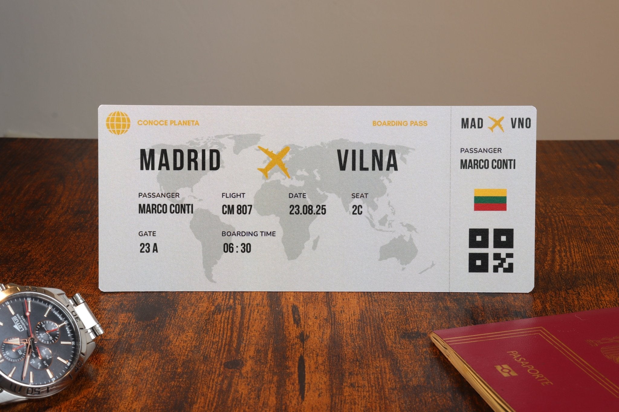 Boarding Pass con Diseño de Lituania - Conoce el Planeta