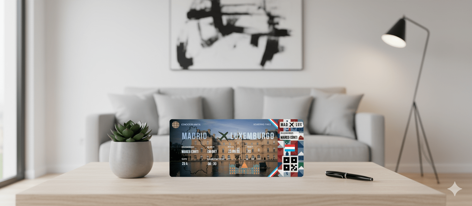Boarding Pass con Diseño de Luxemburgo - Conoce el Planeta