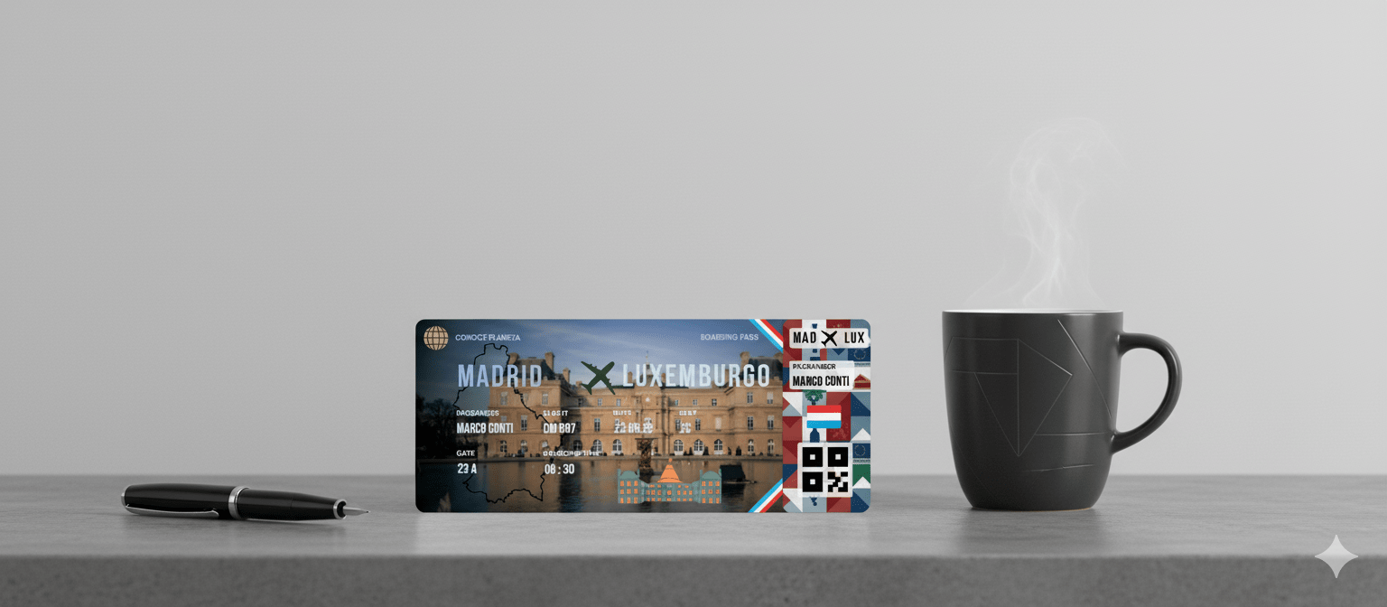Boarding Pass con Diseño de Luxemburgo - Conoce el Planeta