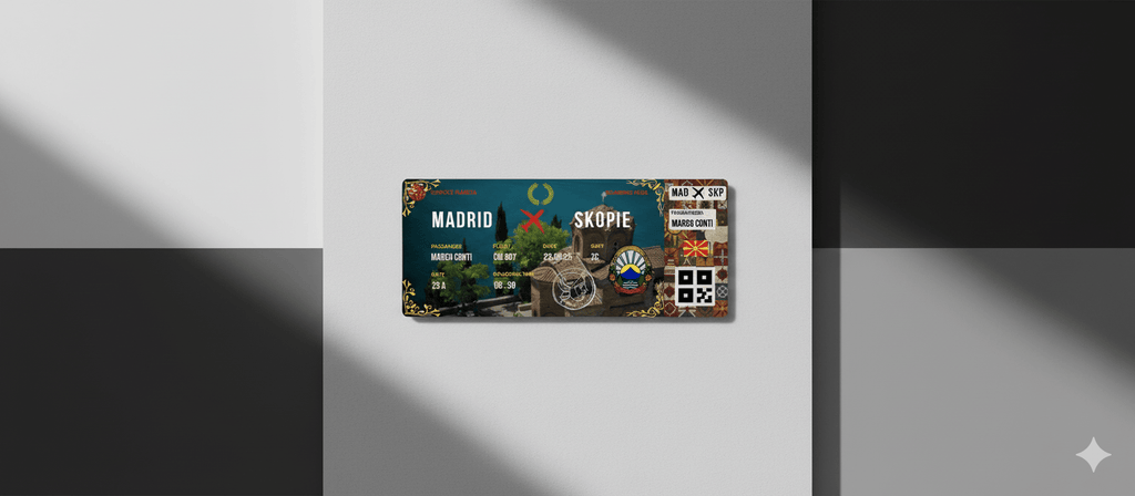 Boarding Pass con Diseño de Macedonia del Norte - Conoce el Planeta