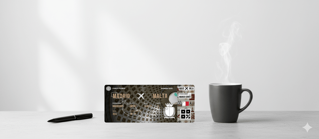 Boarding Pass con Diseño de Malta - Conoce el Planeta