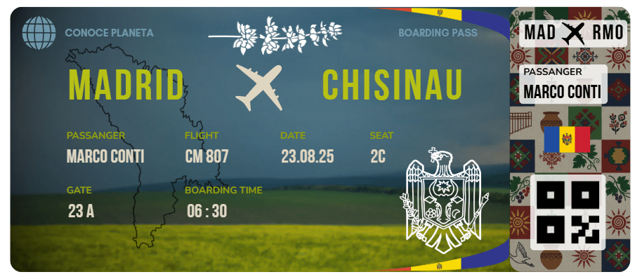 Boarding Pass con Diseño de Moldavia - Conoce el Planeta