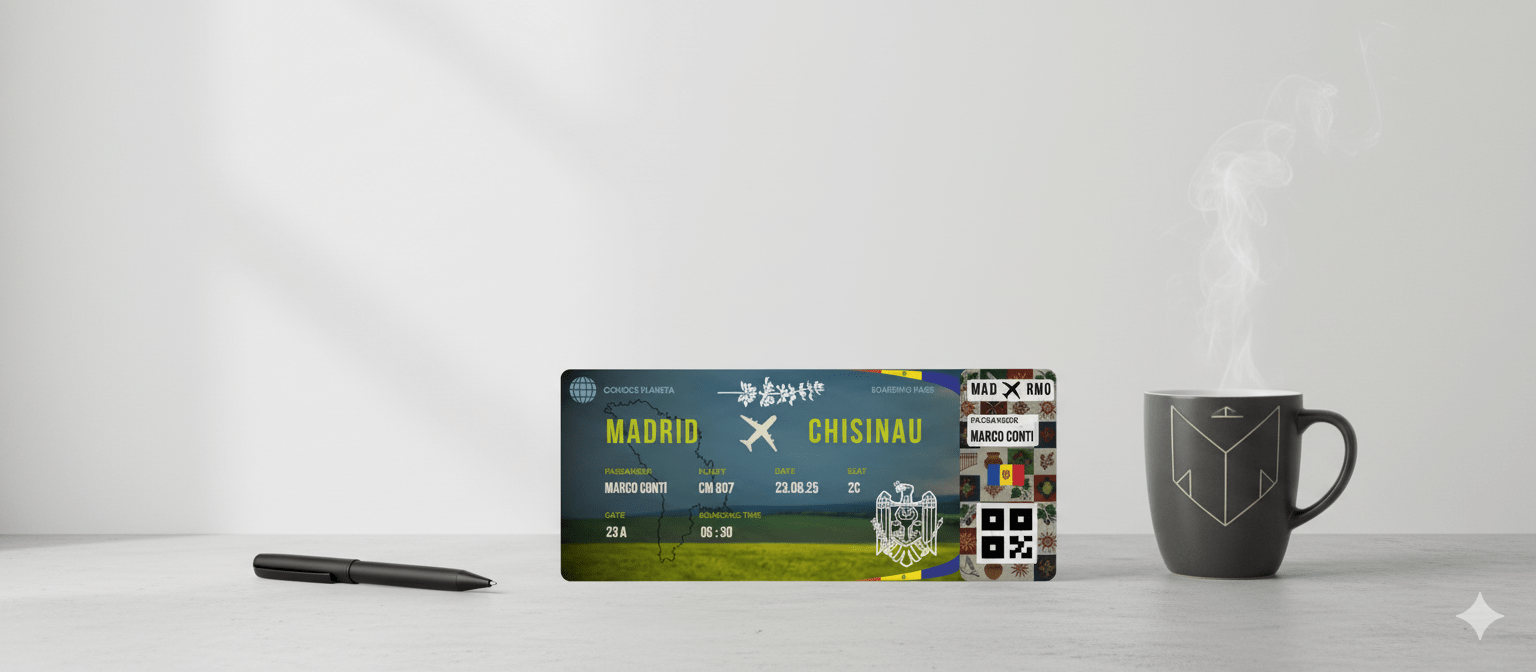 Boarding Pass con Diseño de Moldavia - Conoce el Planeta