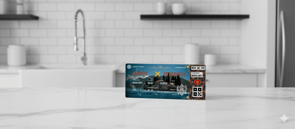 Boarding Pass con Diseño de Montenegro - Conoce el Planeta