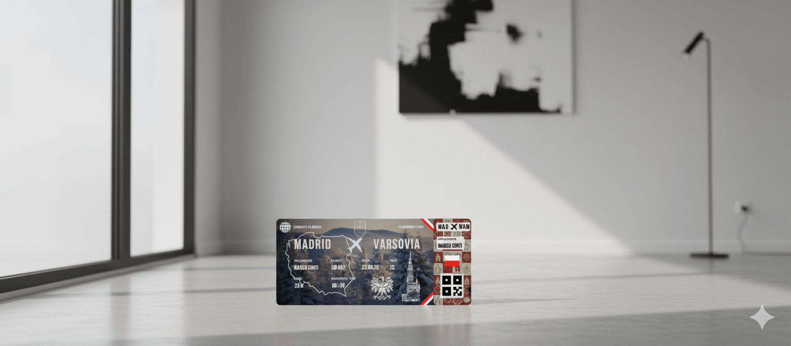 Boarding Pass con Diseño de Polonia - Conoce el Planeta