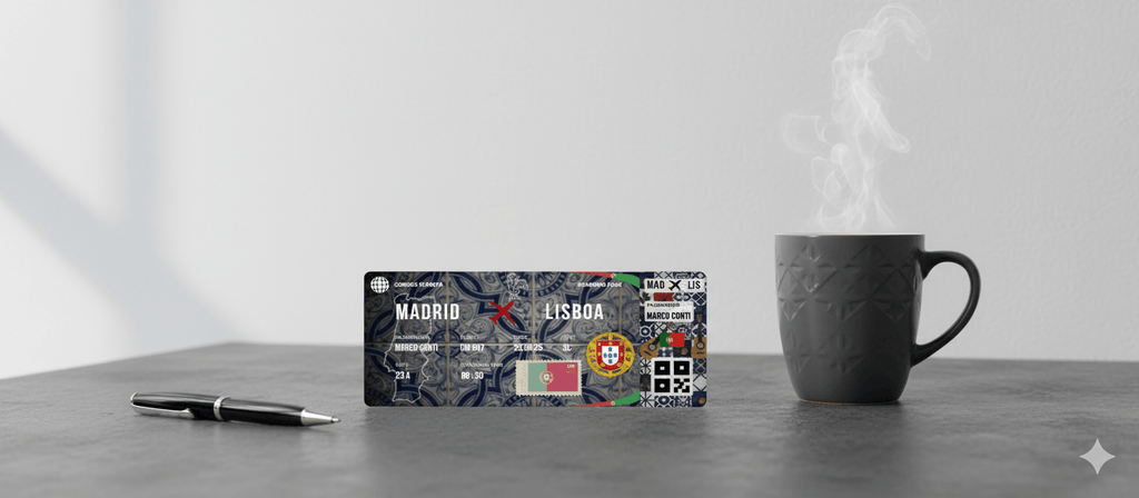 Boarding Pass con Diseño de Portugal - Conoce el Planeta