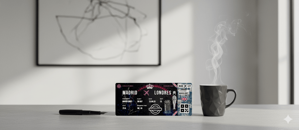 Boarding Pass con Diseño de Reino Unido - Conoce el Planeta