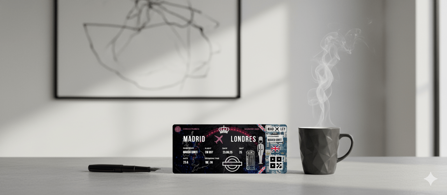 Boarding Pass con Diseño de Reino Unido - Conoce el Planeta