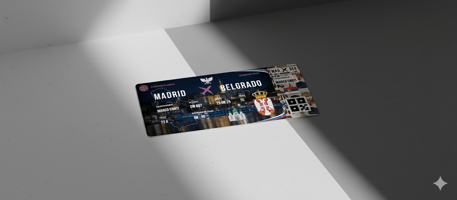Boarding Pass con Diseño de Serbia - Conoce el Planeta