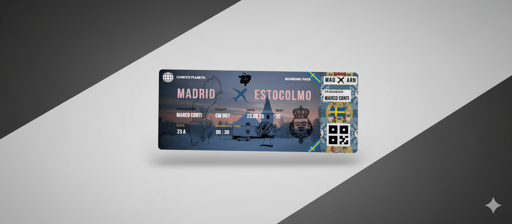 Boarding Pass con Diseño de Suecia - Conoce el Planeta