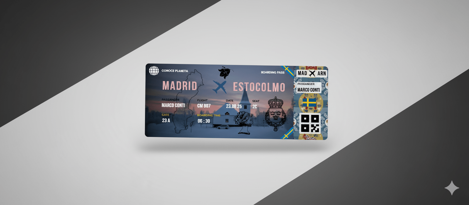 Boarding Pass con Diseño de Suecia - Conoce el Planeta