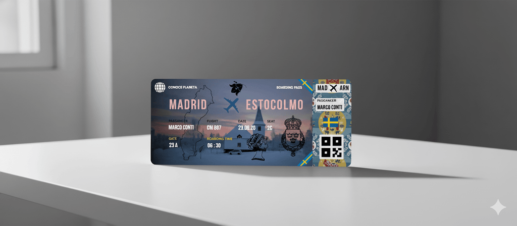 Boarding Pass con Diseño de Suecia - Conoce el Planeta