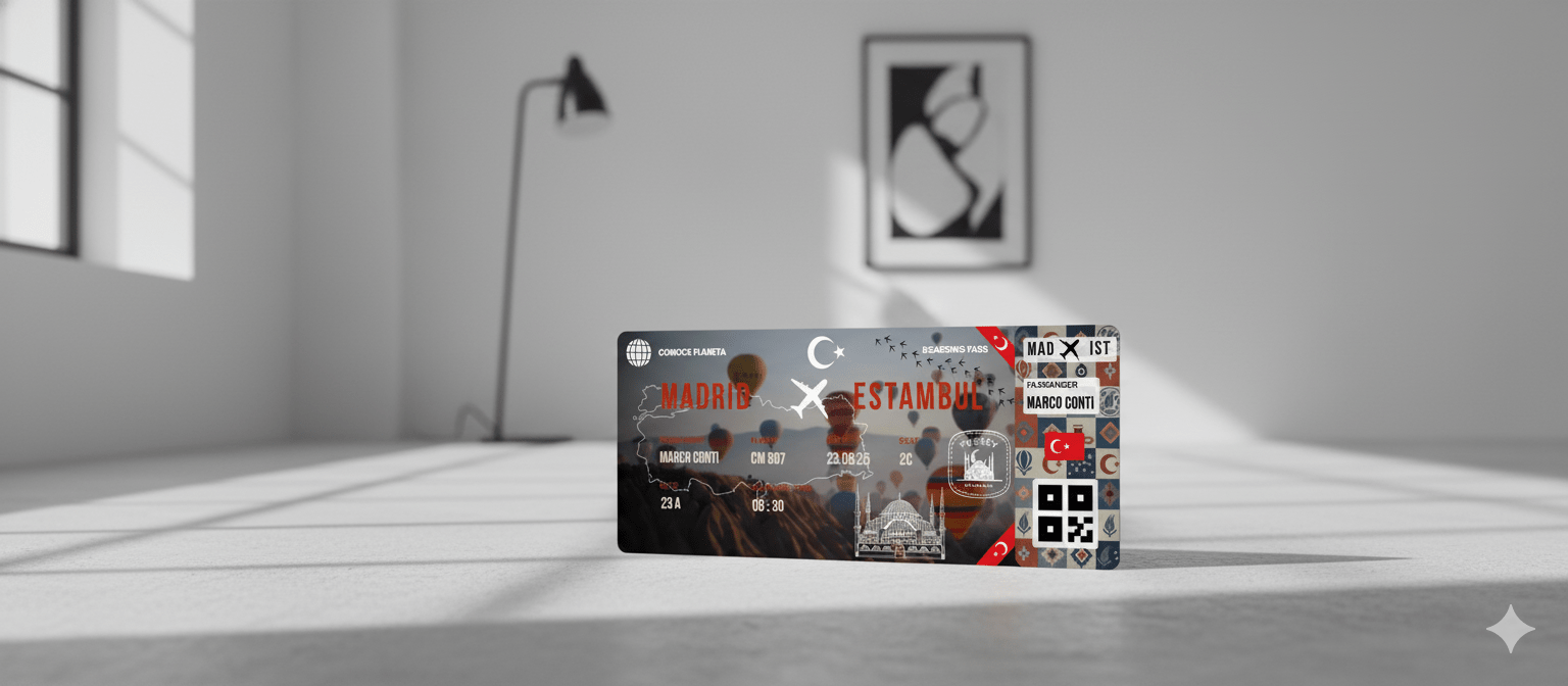Boarding Pass con Diseño de Turquía - Conoce el Planeta