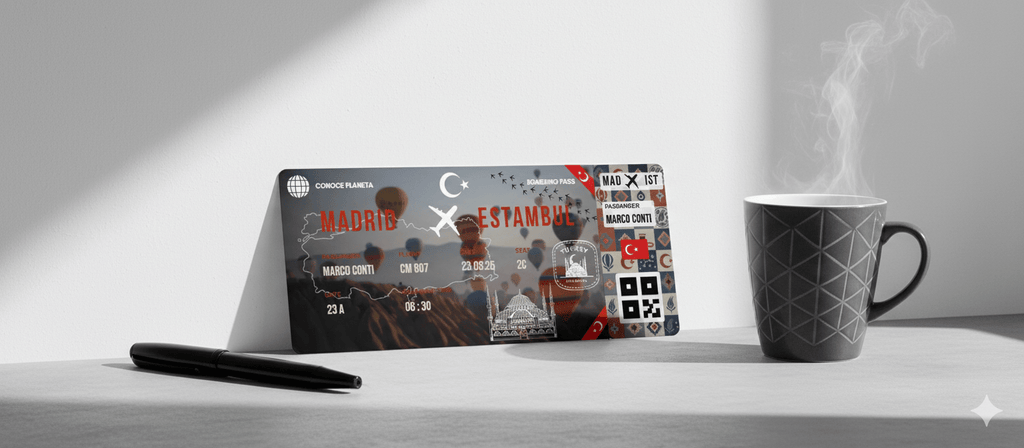 Boarding Pass con Diseño de Turquía - Conoce el Planeta