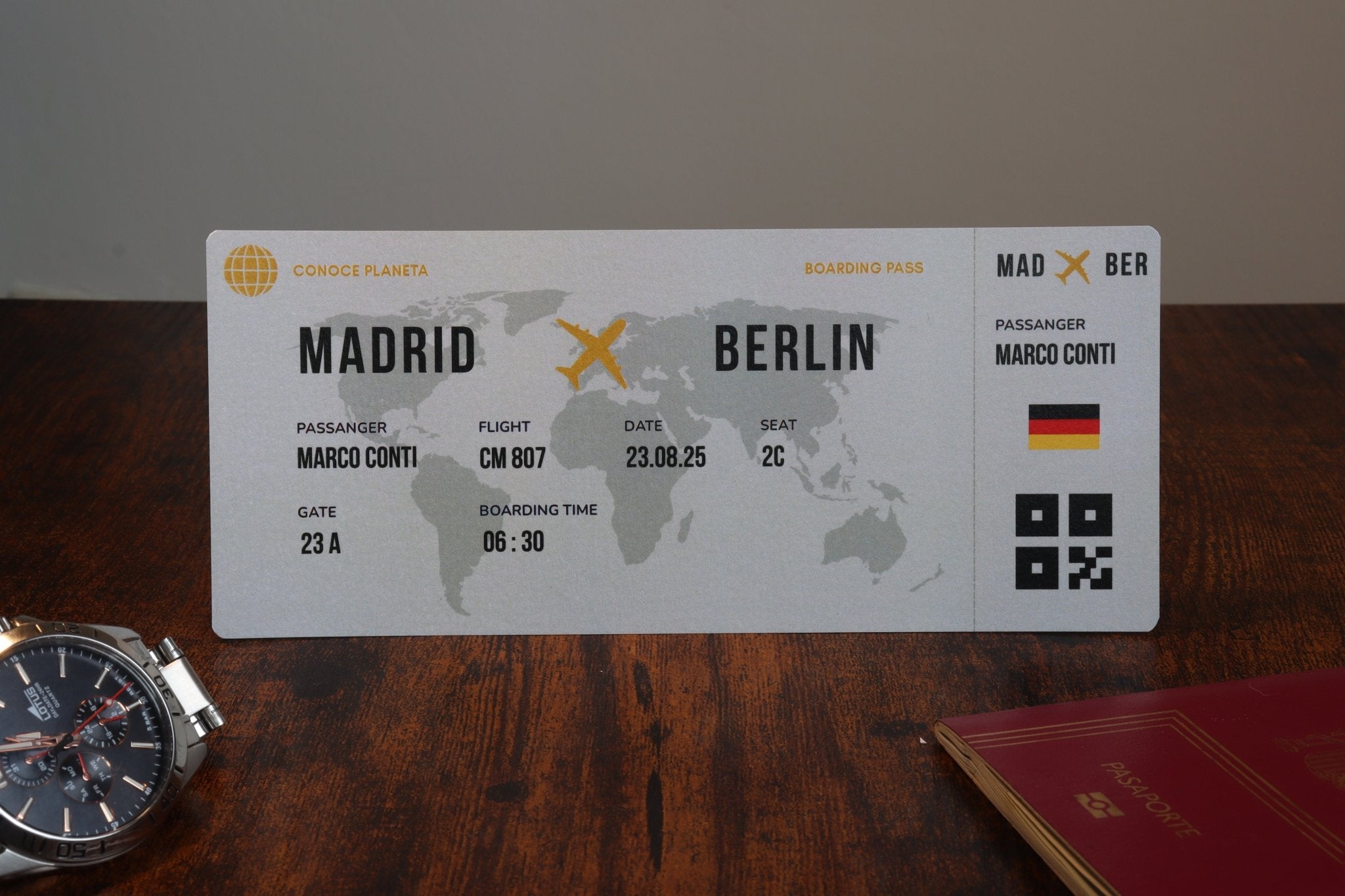 Boarding Pass minimalista de Alemania - Conoce el Planeta